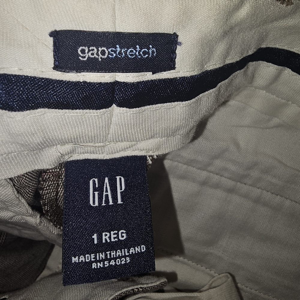 GAP Stretch Women Tan Wide Leg Plaid Dress Pants Sz 1R - Picture 6 of 8
